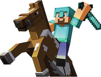Minecraft character riding a horse